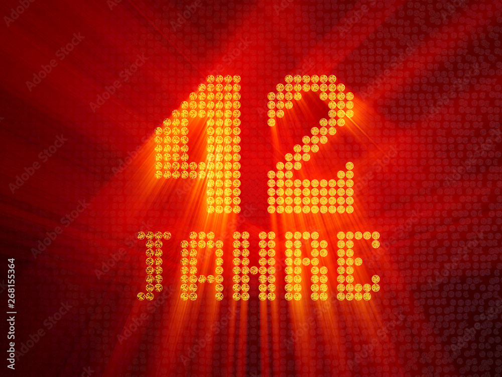German golden number forty-two years. 3D render German golden number forty-two years. 3D render