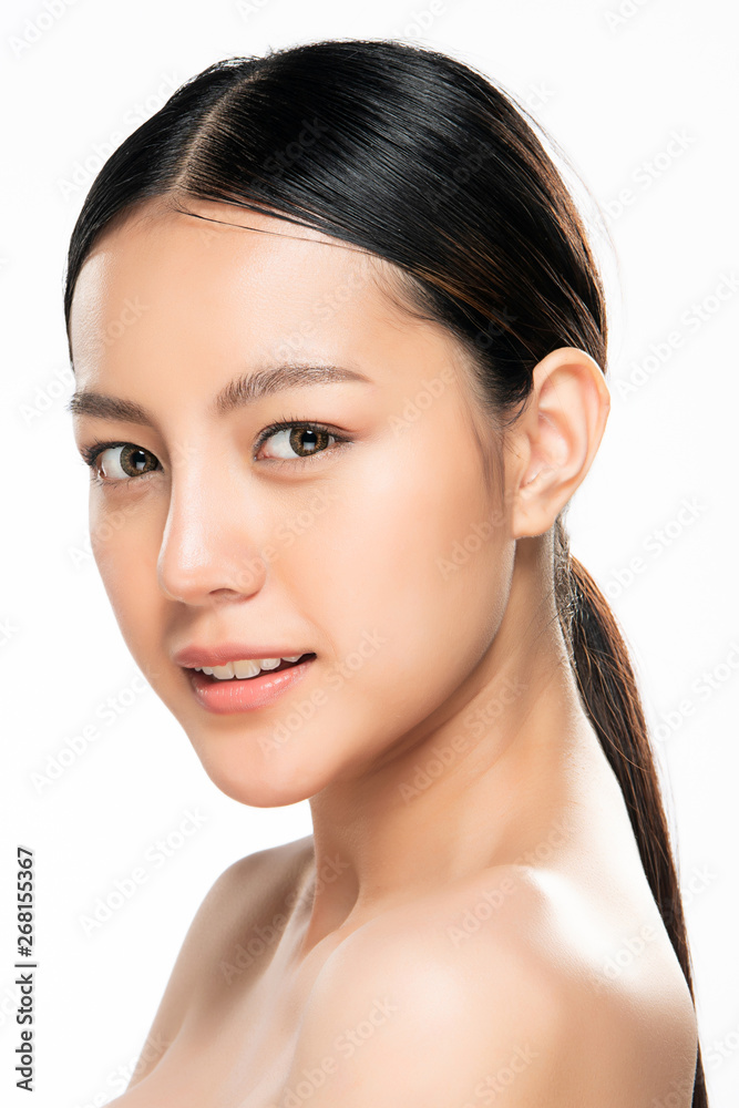 Beautiful Young asian Woman with Clean Fresh Skin