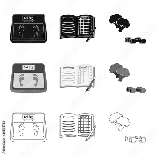 Vector design of diet and treatment  icon. Set of diet and medicine vector icon for stock.