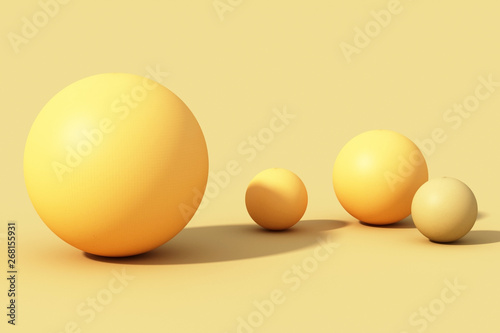 Yellow sphere ball on Yellow background. 3d render