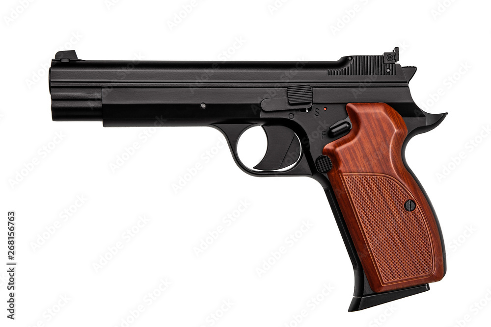 Pneumatic pistol isolated on white background. Pneumatic pistol isolated on white background.