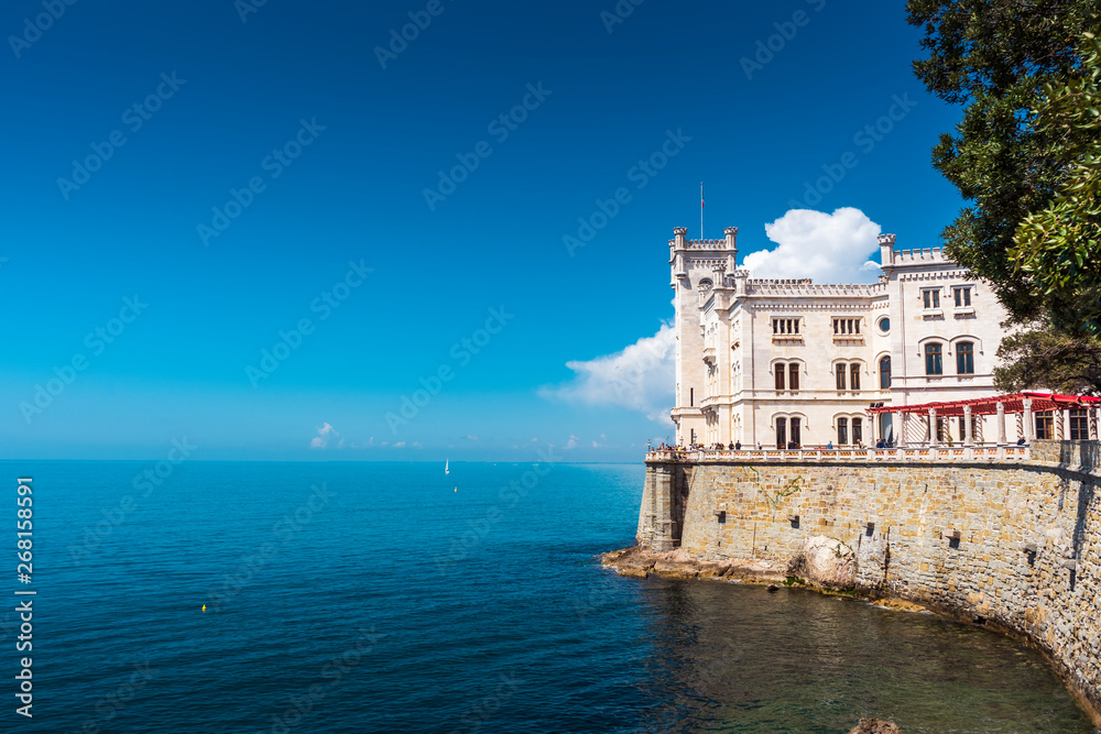 The Beautiful Miramare Castle on the sea in Trieste Italy