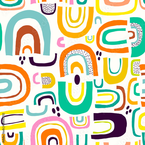 Abstract seamless pattern with cut out shapes