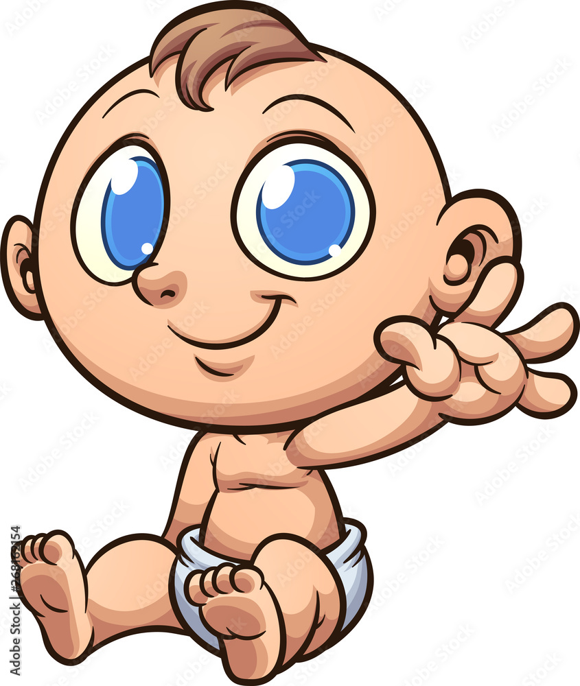 Happy cartoon baby sitting down clip art. Vector illustration with simple gradients. All in a single layer. Happy cartoon baby sitting down clip art. Vector illustration with simple gradients. All in a single layer.