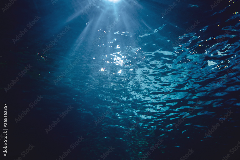 Underwater blue water background Underwater blue water background