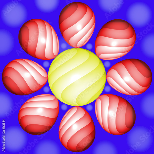 Rote Eier in Form von eine Blume.