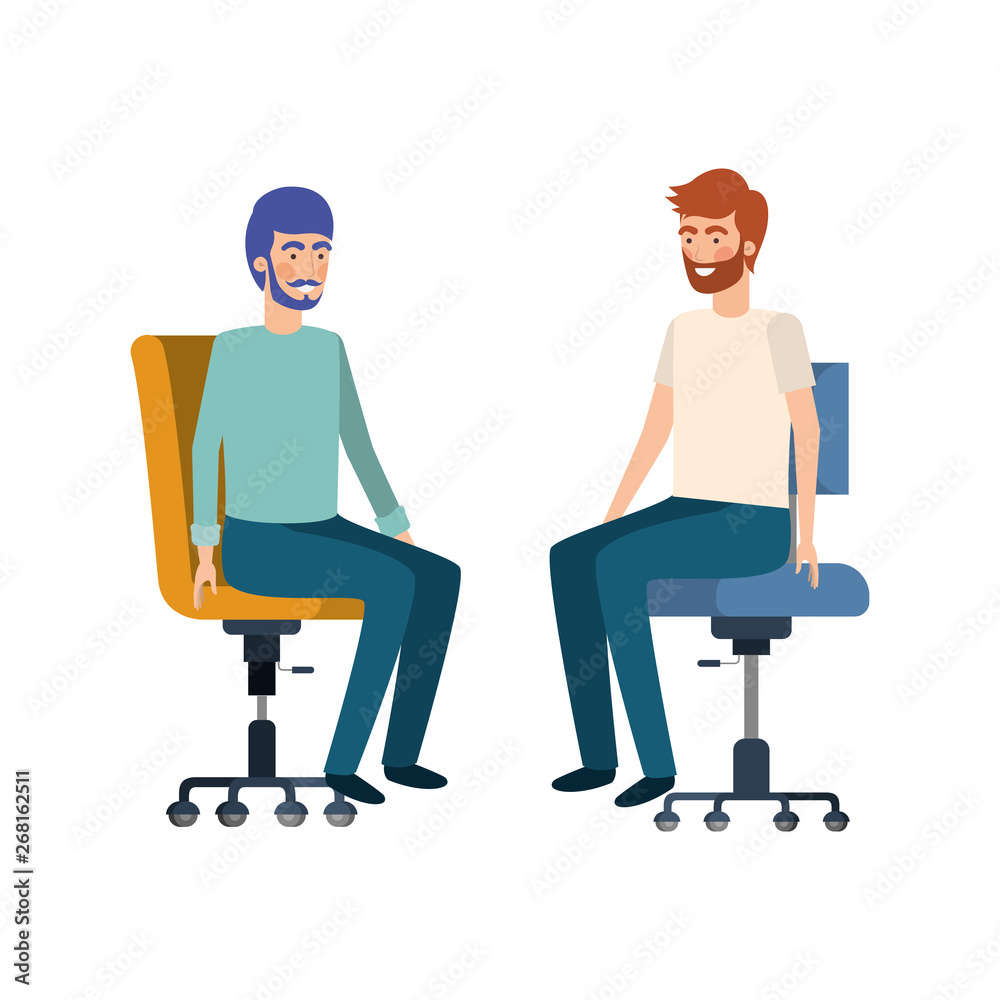 men with sitting in office chair avatar character