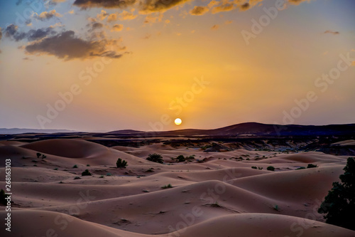 Sunset in the Sahara Desert in Morocco