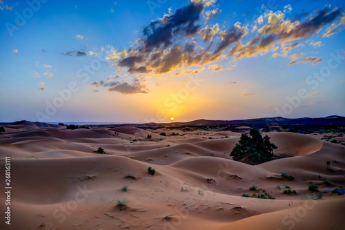 Sunset in the Sahara Desert in Morocco