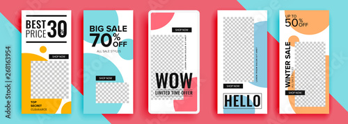 Trendy editable template for social networks stories, vector illustration. Design backgrounds for social media.