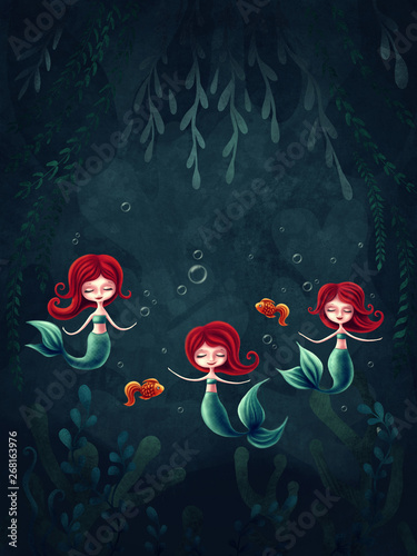 Fototapeta Three little mermaids