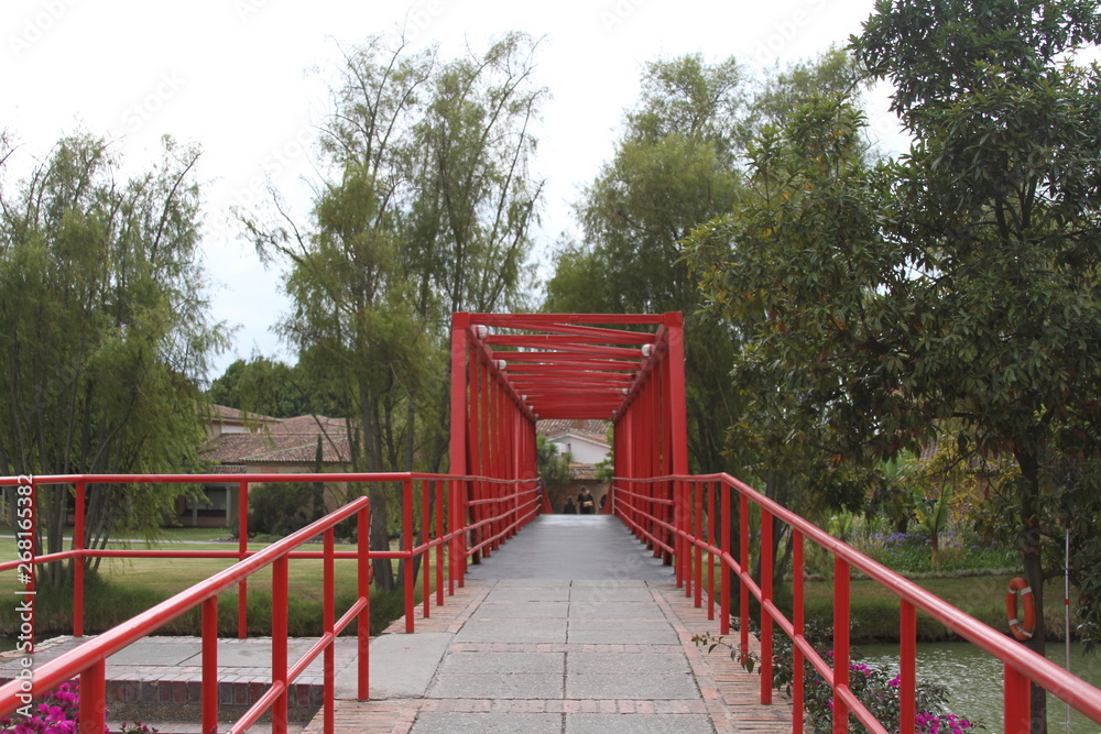 Red bridge in campus Red bridge in campus