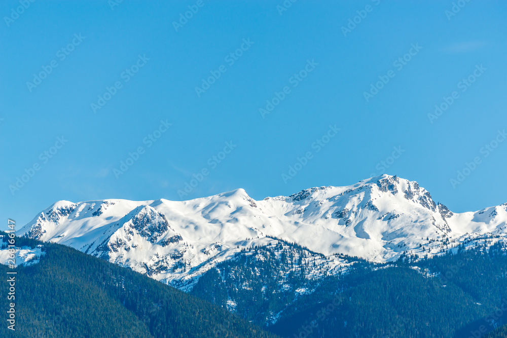 View of mountains in British Columbia, Canada.