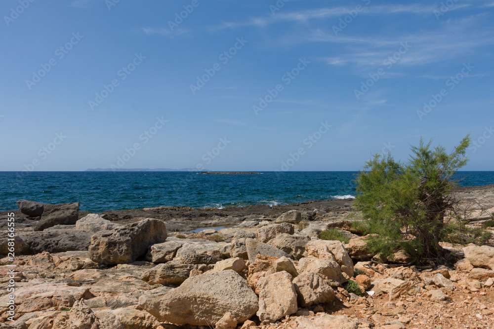 rocky seashore on island Mallorca