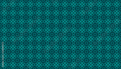Abstract geometrical background with overlapping octagonal linear and two-dimensional shapes over a dark blue background. Polygonal seamless pattern inspiration forming a symmetrical decor element.