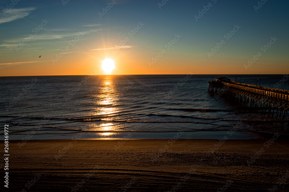 Myrtle Beach Sunrise-beach peer and ocean