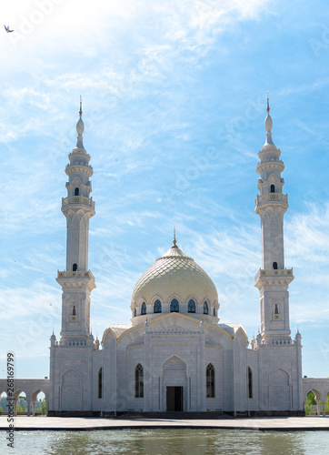 Russia, Tatarstan rep. - 05.11.2019, The White Mosque in Bolgar, front view.