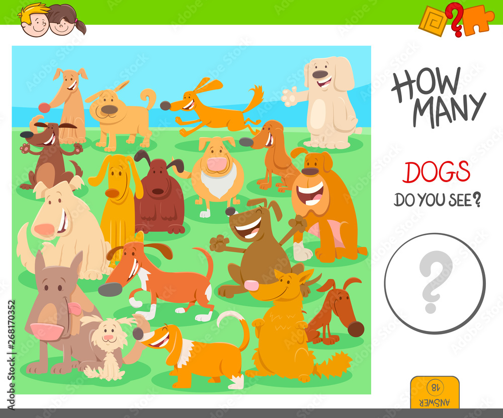 count dogs activity worksheet game