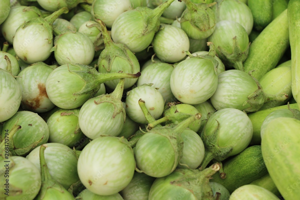 Fresh eggplant green organic at street food Fresh eggplant green organic at street food
