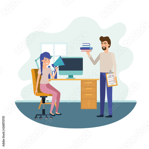 couple in the work office avatar character