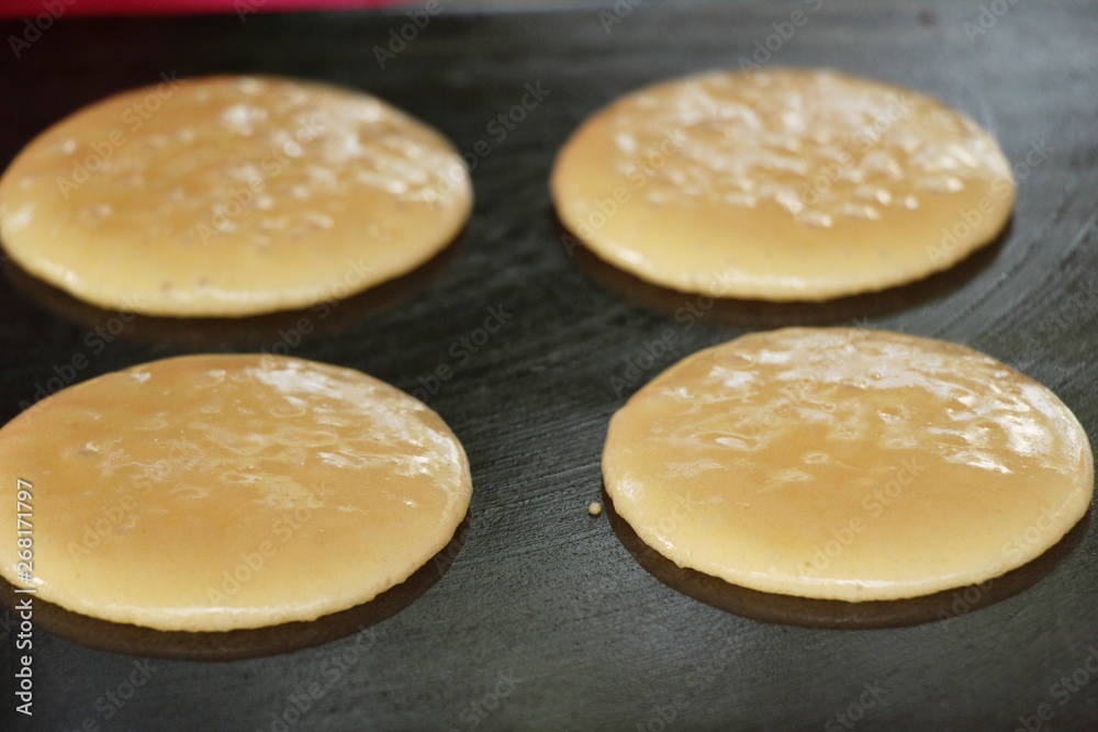 Making pancakes is delicious at street food Making pancakes is delicious at street food