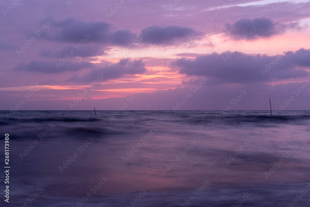 Long exposure shot of Caribbean Sea at sunset, Tolu, Colombia Long exposure shot of Caribbean Sea at sunset, Tolu, Colombia