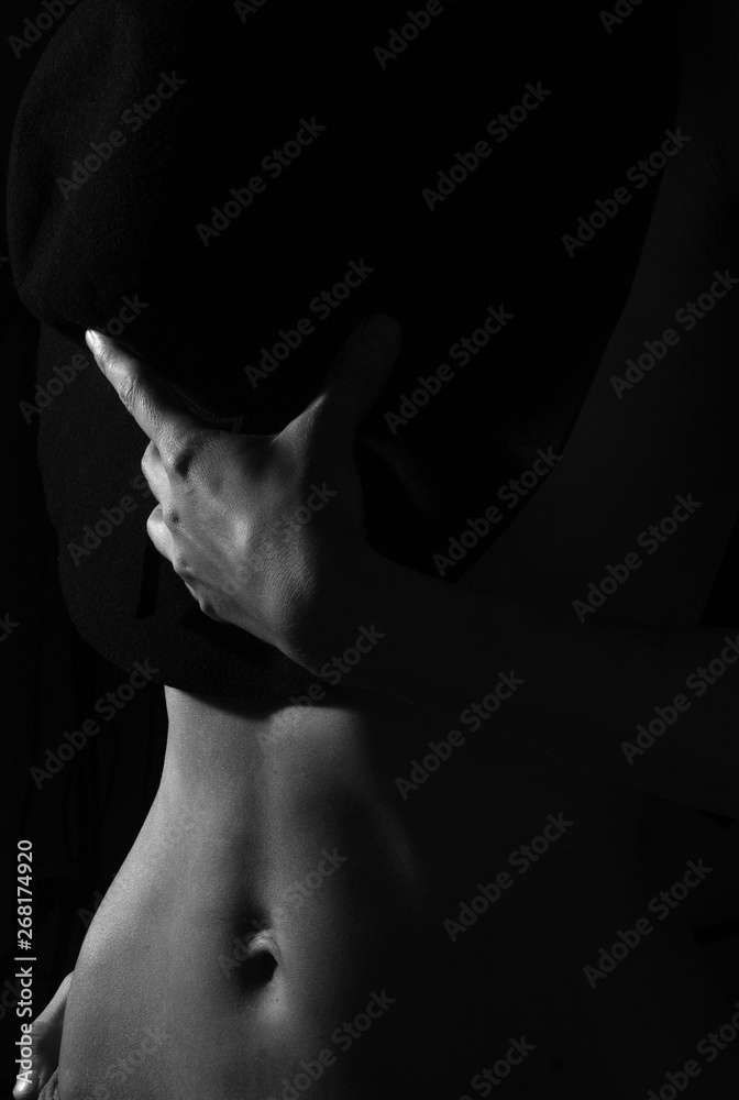 young slim woman with black hat young slim woman with black hat
