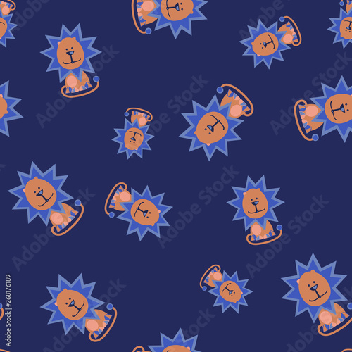 seamless pattern with painted toy lion
