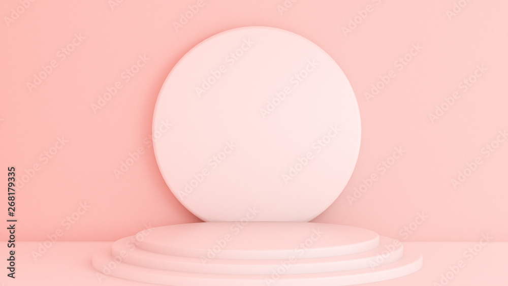 Pink white light background, studio and pedestal. 3d illustration, 3d rendering. Pink white light background, studio and pedestal. 3d illustration, 3d rendering.