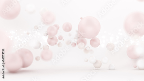 Bright white background with balloons. 3d illustration, 3d rendering.