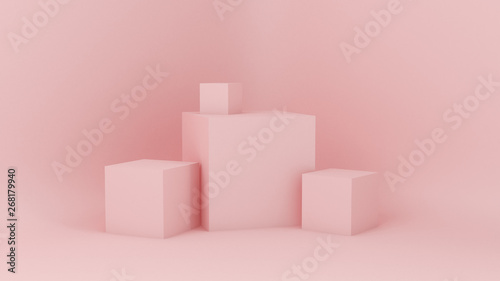 Pink white light background, studio and pedestal. 3d illustration, 3d rendering. © Pierell