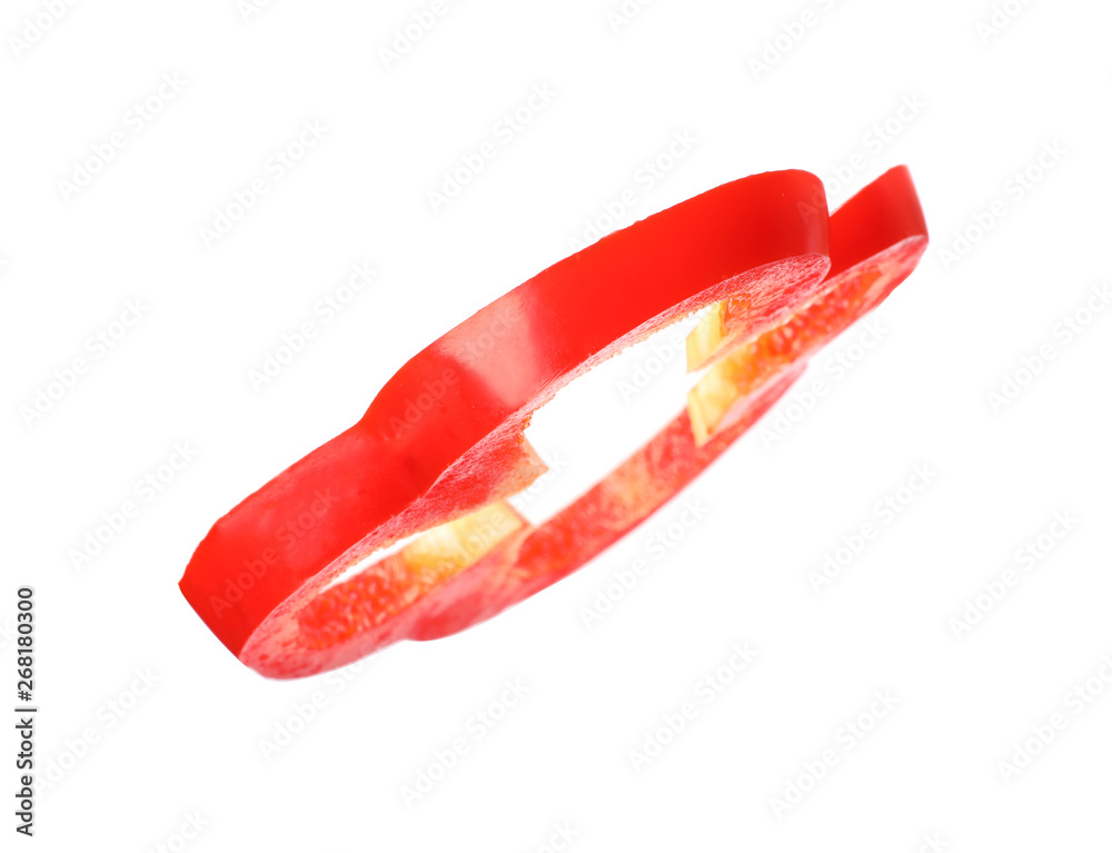 Cut fresh bell pepper on white background