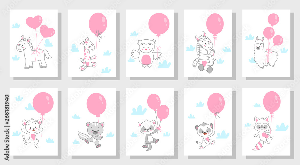 cute happy animal vector illustration set cute happy animal vector illustration set