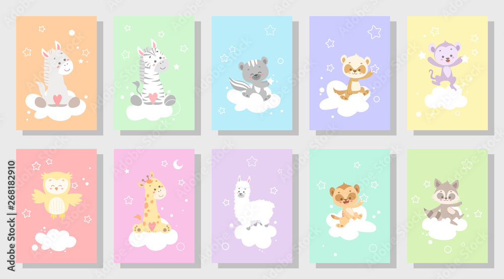 cute happy animal vector illustration set cute happy animal vector illustration set