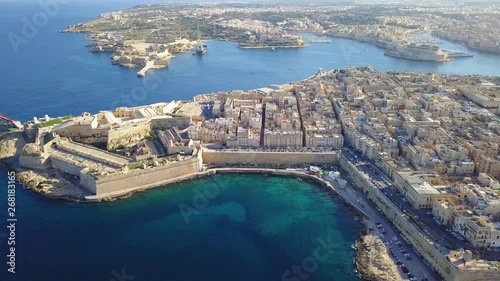 Sunny Winter Day above Valletta and Sliema, Malta Valletta is the capital city of Malta. Located in the south-east of the island, between Marsamxett Harbour to the west and the Grand Harbour to the ea