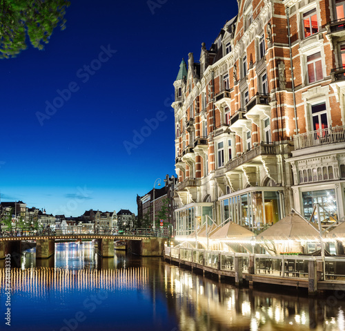 Photography Amsterdam, Holland - May 13, 2019: Night view of the Amsterdam canals