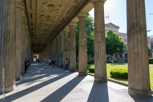 Berlin, Germany - July 01, 2018: Colonnade courtyard in front of the entrance of the Alte Nationalgalerie (Old National Gallery) in Berlin © i_valentin