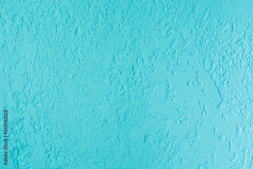Fototapeta premium Blue textured plastered wall. Fresh otvetka in commercial premises, designer renovation in the house