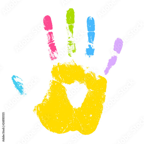 Colorful kid hand print vector icon