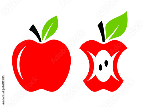 Red apple core vector cartoon