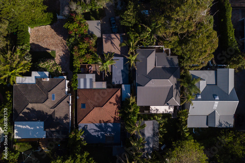 overhead view of suburban housing