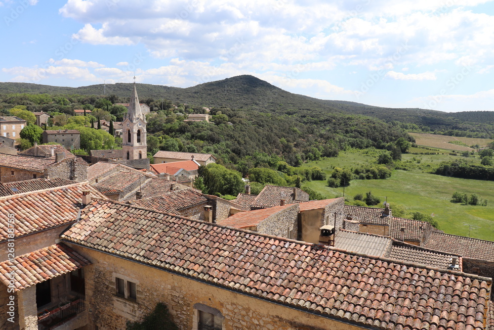Village de Labastide de Virac en Ardèche - Vue des toits - vue du dessus