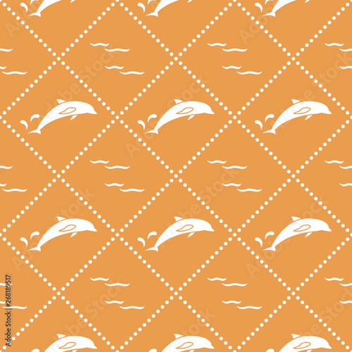 Wallpaper Mural Seamless pattern with dolphins, splashes and waves Torontodigital.ca