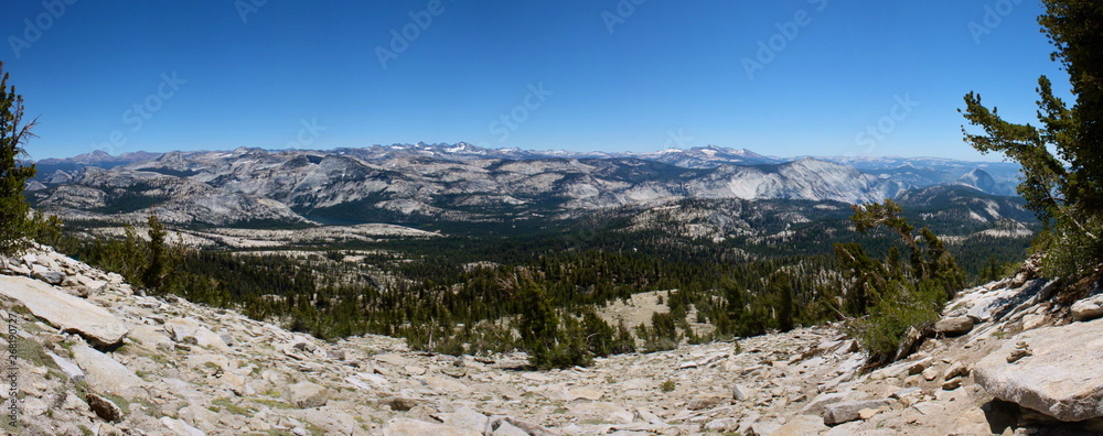 Hiking to Mount Hoffman in the High Sierra Mountains in Yosemite National Park in California Hiking to Mount Hoffman in the High Sierra Mountains in Yosemite National Park in California