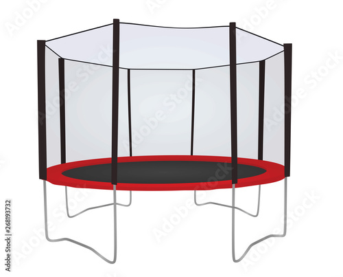 Kids trampoline. Enclosure net. vector illustration