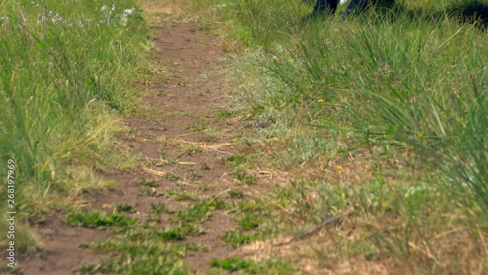 Walking along a dirt road to a waiting car Walking along a dirt road to a waiting car