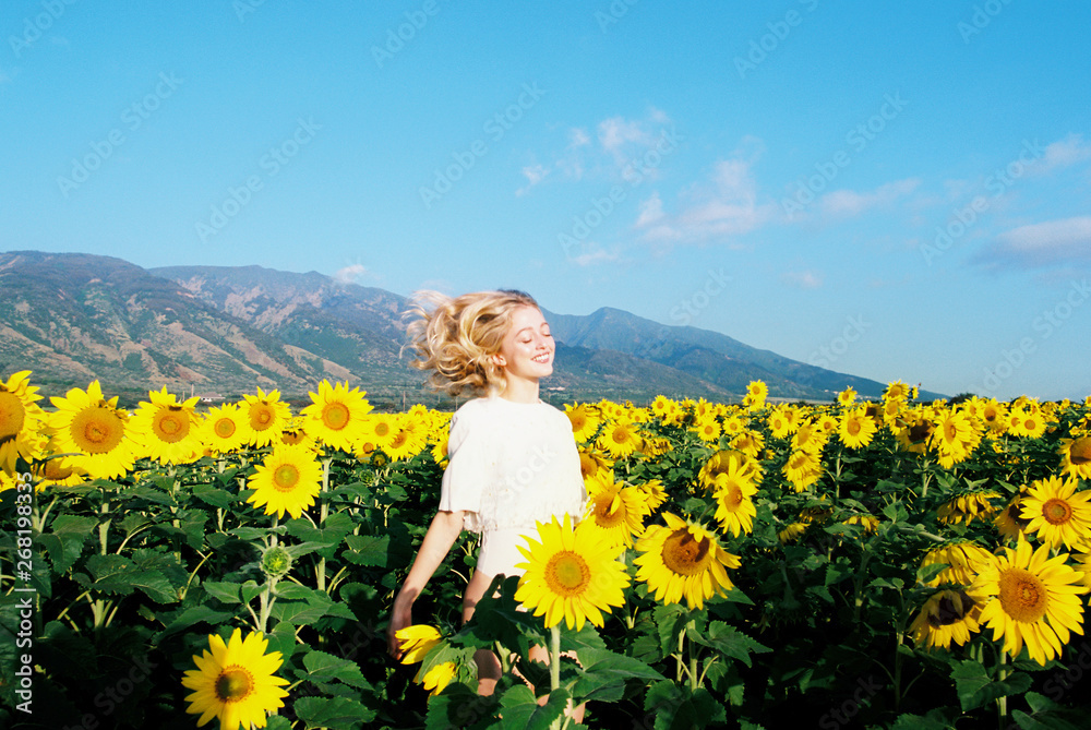 Sunflowers Field with Joy and happiness Sunflowers Field with Joy and happiness