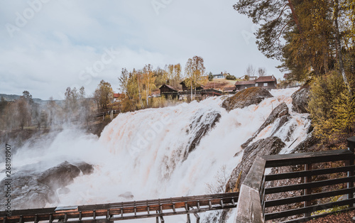 Wodospad Haugfossen Norwegia Norway Norge waterfall fossen photo