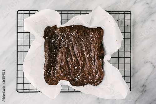 Paleo Brownie bake on a cookie sheet photo