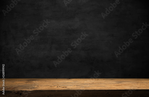 Empty wooden table in front of abstract blurred background of coffee shop . can be used for display or montage your products.Mock up for display of product